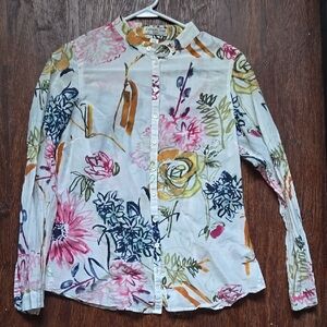 Anthropologie Floral Button-Up Blouse